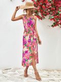 Floral Print Summer Cami Slit Long Dress