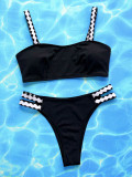 Contrast Details Two Pieces Swimwear