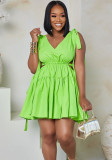 Sexy Backless V-Neck Lace-Up Casual Dress
