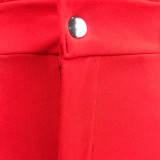 Solid Puff Sleeve Short Sleeve Shirt Pocket Shorts Two-Piece Set