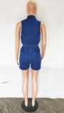 Women Washed Ripped Zip Up Tight Denim Rompers