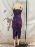 Sexy Camisole Lace Slit Bodycon Nightclub Maxi Dress