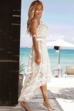 White Lace Holiday High Low Cami Beach Dress