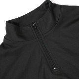 Sports Causal Long Sleeve Zipper Top & Shorts Mesh Patchwork 2PCS Set