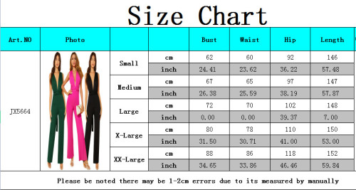 Sexy Solid Ladies Plunge Neck Sleeveless Cross Back Jumpsuit