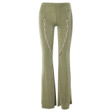 Hollow Out Casual Bell Bottom trousers