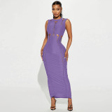 Women Hollowed Out Sleeveless Slim Maxi Dress