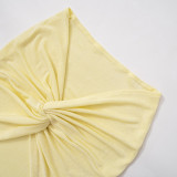 Solid Sleeveless Camisole Bodysuit Twist Skirt 2PCS Set