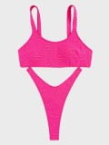 Sexy Ripped Solid Two Pieces Swimsuit