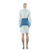 Denim Skirt Long Sleeve Shirt Dress Two-Piece Set