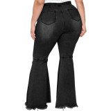 Wholesale Ripped Plus Size Bell Bottom Denim Pants