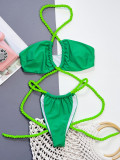 Green Bikini Set Lace-Up Sexy Two Piece Swimwear