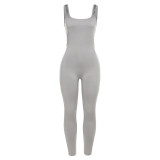 Solid Sleeveless Tight Sports Jumpsuit
