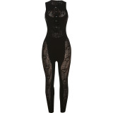 Sexy Hollow Out Knitting Jacquard Jumpsuit