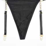 Sexy Chain Straps Garter Three-Piece Lingerie Set