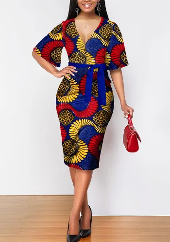 Pring Short Sleeve V Neck Midi Dress