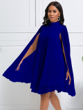 Stylish Chiffon Cape Sleeves Casual Pleated Dress