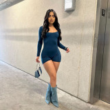 Sexy Pure Color Long Sleeve Backless Slim Rompers