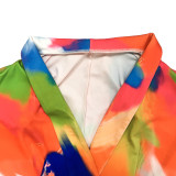 Trendy Tye Dye Colorful Long Sleeve Casual Blazer