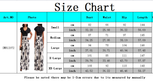 Wholesale Printing Short Sleeve V-Neck Ruffles Wide Leg Fashion Jumpsuit
