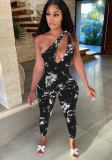 Wholesale Sexy Paint Print Cutout Sexy Tight Jumpsuit