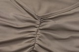 Solid Color Slim Low Back Ruched Details Sleeveless Flare Jumpsuit