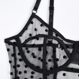 Polka Dot See-Through Cutout Sexy Lingerie Bra and Pantie Set