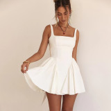 White Sexy Backless Straps Bow Knot Prom Dress