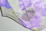 Sexy Print Lace Up Sleeveless Top Slit Bodycon Skirt 2PCS Set