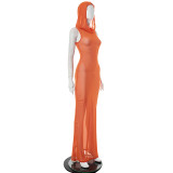 Hooded Sexy See-Through Tight Fit Maxi Dress