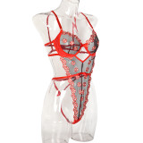 Erotic Embroidered See-Through Straps Sexy boysuit Thong Teddies Lingerie