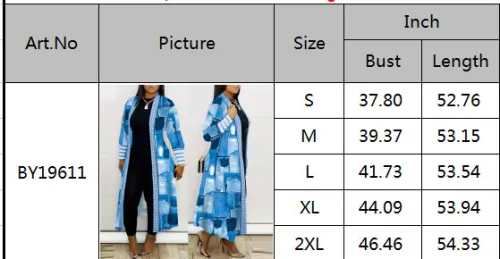 Wholesale Printed Full Sleeve Long Coat