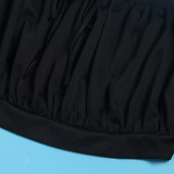 Sexy Off Shoulder Balloon Sleeve Crop Top and Slit Skirt 2-Piece Set