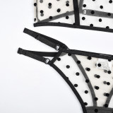 Polka Dot See-Through Cutout Sexy Lingerie Bra and Pantie Set