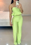 Sweet Casual Solid Two Piece Pants Set