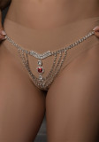 Sexy Red Rhinestone Body Chain Pantie Chain Womens Accessories