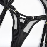 Sexy Sheer Mesh 3PCS Garter Lingerie Set Underwear
