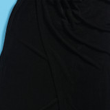 Sexy Solid Slit Ruched Details One Shoulder Maxi Dress