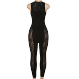 Sexy Hollow Out Knitting Jacquard Jumpsuit