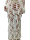 Tassel Knitting Hollow Out Sexy Sequin Maxi Beach Dress
