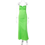 Green Sexy Backless Cami Maxi Dress