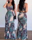 Print Cutout Straps Maxi Dress