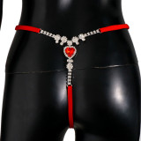 Heart Rhinestone Underwear Sexy Thong Body Chain Accessories for Women