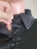 Sexy Button Turndown Collar Tie Front Long Sleeve Short Dress