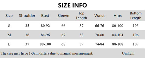 Print Long Sleeve Crop Top Slim Long Skirt Contrast 2PCS Set