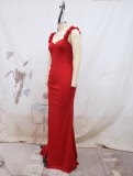 Red Off Shoulder Bridesmaid Chic Slit Evening Dresses