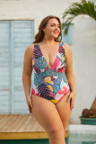Plus Size Printing Deep V One Piece Swimsuit