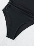 Black Halter One-Piece Low Back Sexy Bikini Swimsuit