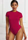 Sexy Solid Short Sleeve Basic Bodysuit