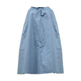 Blue Halter Neck Loose Top Short Dress